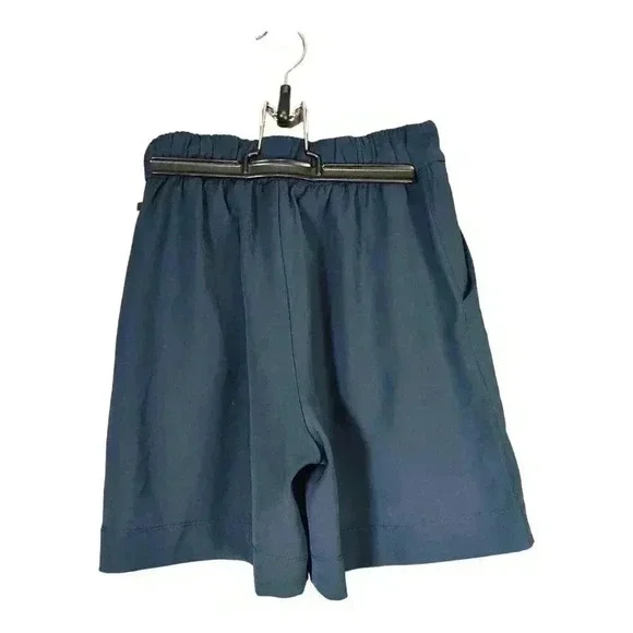 Lululemon Noir Shorts Navy Blue Women's 2 High Rise 5" Elastic Waist Tie Pockets - Picture 2 of 4